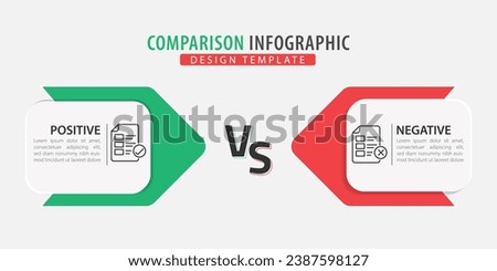 Comparison Infographic Design Template, business presentation concept with 2 options, To do list or planning icon, Good, bad, Positive, Negative, vector illustration.