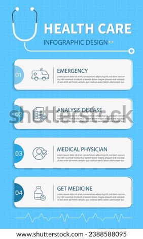 Healthcare infographic, Flat simple infographics design template. presentation, Medical and health care concept with numbers 4 options or steps analysis disease, vector illustration.