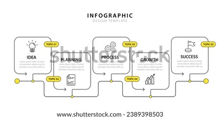 Timeline Creator infographic template. 5 Step timeline journey, calendar Flat simple infographics design template. presentation graph. Business concept with 5 options, gantt vector illustration.