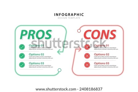 Comparison Infographic Design Template, business presentation concept with 2 options, To do list or planning icon, Good, bad, Positive, Negative, vector illustration.