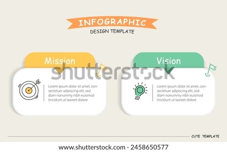 Comparison Infographic Design Template, Business presentation concept with 2 options, mission, business vision mission. Vector illustration