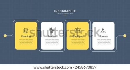 Infographic 4 Step timeline journey, calendar Flat simple infographics design template. presentation Business concept with 4 options, vector illustration.