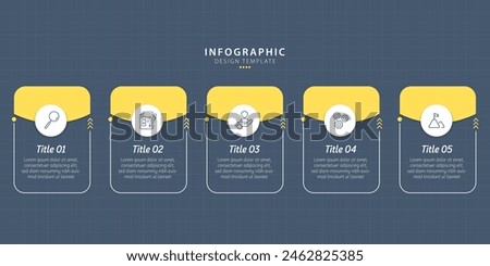 infographic template. 5 Step timeline journey, calendar Flat simple infographics design template. presentation graph. Business concept with 5 options, vector illustration.