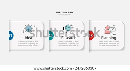 Infographic 3 Step timeline journey, calendar Flat simple infographics design template. presentation graph. Business concept with 3 options, vector illustration.