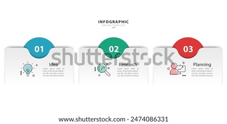 Infographic 3 Step timeline journey, calendar Flat simple infographics design template. presentation graph. Business concept with 3 options, vector illustration.