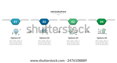 Timeline infographic template. 4 Step timeline journey, calendar Flat simple infographics design template. presentation graph. Business concept with 4 options, vector illustration.