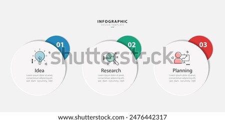 Infographic 3 Step timeline journey, calendar Flat simple infographics design template. presentation graph. Business concept with 3 options, vector illustration.