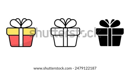 Gift box icons set. birthday gift symbol isolated background, Surprise present flat simple infographics design template. vector illustration.