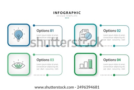 Business infographic template. 4 Step timeline journey. Process diagram, 4 options on white background, Infograph elements vector illustration.