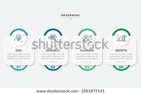 Business infographic template. 4 Step timeline journey. Process diagram, 4 options on white background, Infograph elements vector illustration.