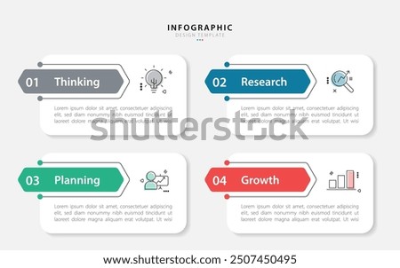 Business infographic template. 4 Step timeline journey. Process diagram, 4 options on white background, Infograph elements vector illustration.