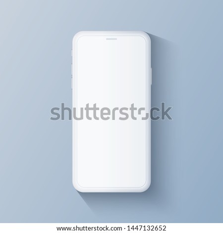 White clay smartphone mockup isolated in realistic 3d style with empty screen. Mobile phone concept for show your ui design, app and business presentation.