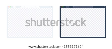 Web browser template set in light and dark mode for computer, laptop, tablet and mobile. Empty internet page for showing ur site presentation. Vector browser page illustration isolated on white.
