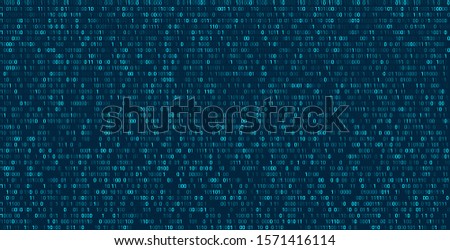 Blue matrix background, abstract wallpaper with binary code, data in programming.
