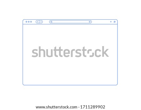 Browser mockup outline for show your website. Internet page concept for desktop, pad and smartphone. Empty browser window in line style isolated on white. Webpage user interface.