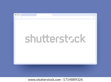 Browser mockup for website, laptop and computer. Browser window interface with empty place. Mock up for show your website in internet. Minimalistic clean template isolated on purple background.