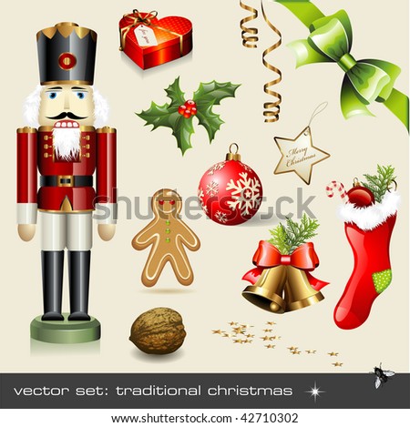 vector set: traditional christmas - assorted classical holiday items