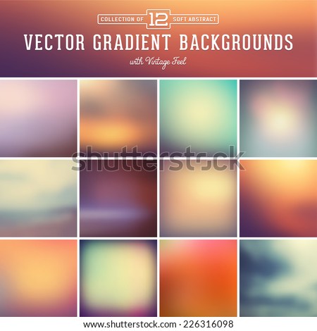 collection of 12 abstract vector gradient backgrounds with vintage feel