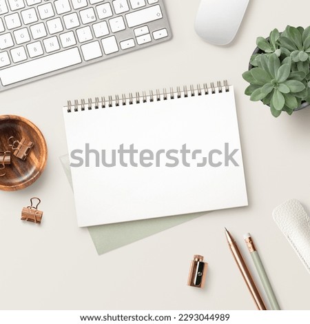 Similar – Image, Stock Photo Notebook on desk with keyboard in home office