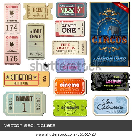 vector set: tickets in different styles