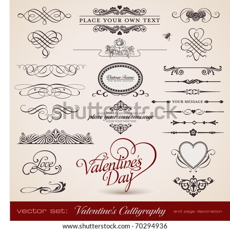 vector set: calligraphic design elements and page decoration - lots of useful elements to embellish your layout