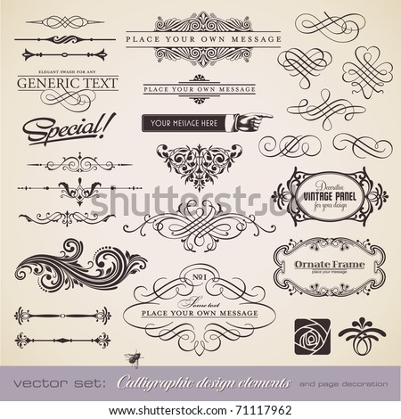 vector set: calligraphic design elements and page decoration - lots of useful elements to embellish your layout