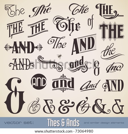 vector set: ornate thes & ands - perfect for headlines, signs or similar graphic projects