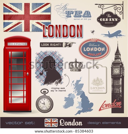 vector set: London - variety of London related design elements