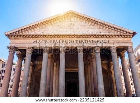 Similar – Image, Stock Photo The Pantheon and the fountain in Piazza della Rotonda in Rome seen from Via del Pantheon.
