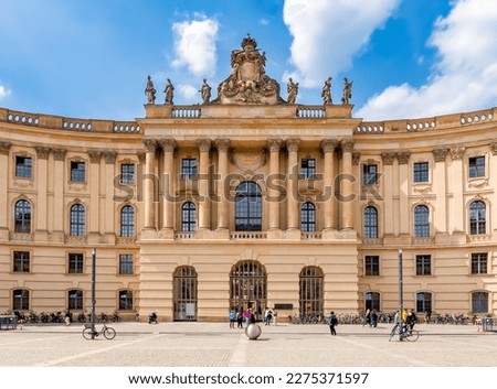 Image, Stock Photo Facade of the Humboldt Forum in the background the Berlin TV Tower