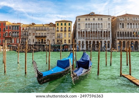 Similar – Image, Stock Photo Gondolas in Venice in the Markus Basin