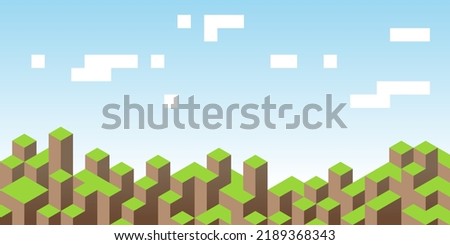 3d voxel landscape illustration. Abstract background