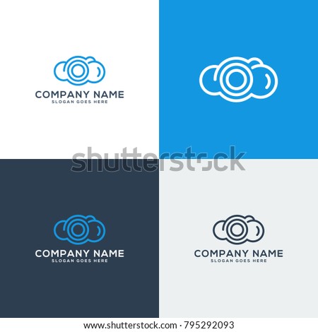 cloud logo, cloud icon with letter O shape.