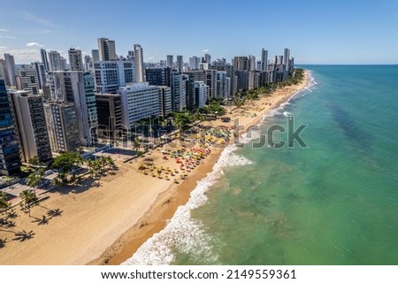Aerial view of 'Boa Viagem' beach in Recife, capital of Pernambuco, Brazil. Foto stock © 