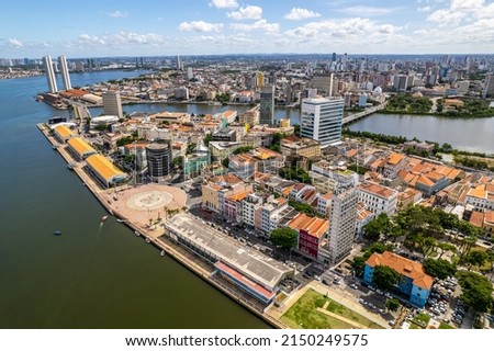 Aerial view of the 'Marco Zero' park of Recife. Imagine de stoc © 