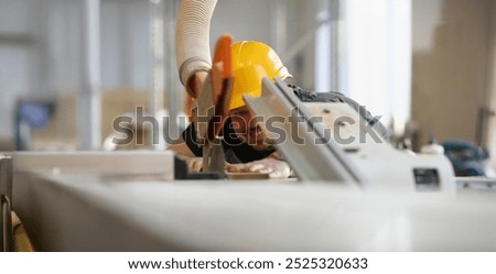 Similar – Image, Stock Photo Male worker using electric grinder in workshop