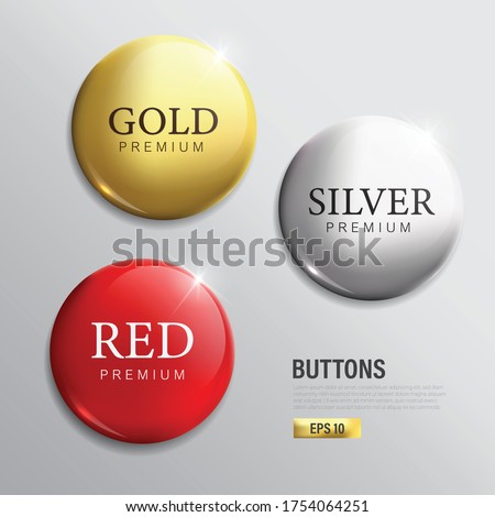 Button set circle modern color gold silver and red