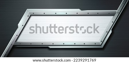 Textured metallic border. Industrial vector illustration.