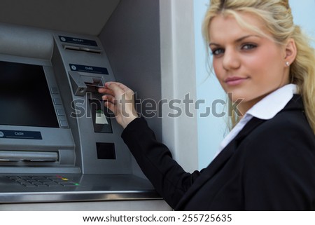 Businesswoman getting money