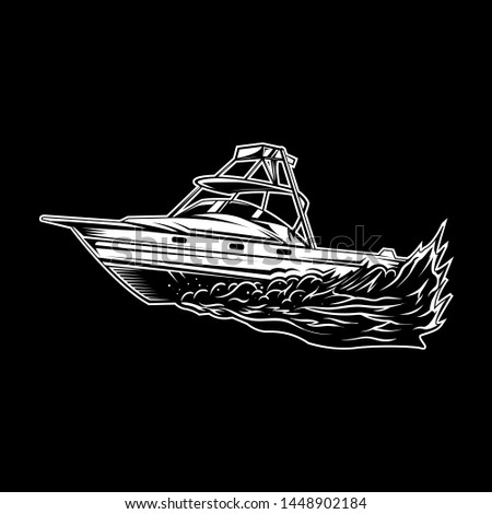 Fishing Boat Vector In Dark Background