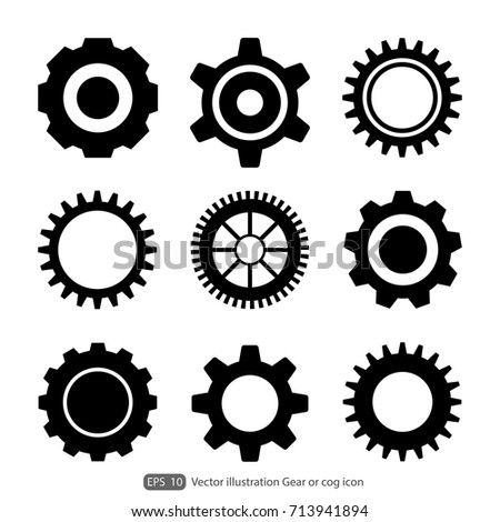 Gear or cog icon on a white background.Gears vector set. Eps 10 vector file.