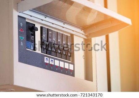 The circuit breaker board. Selective focus. Stock foto © 