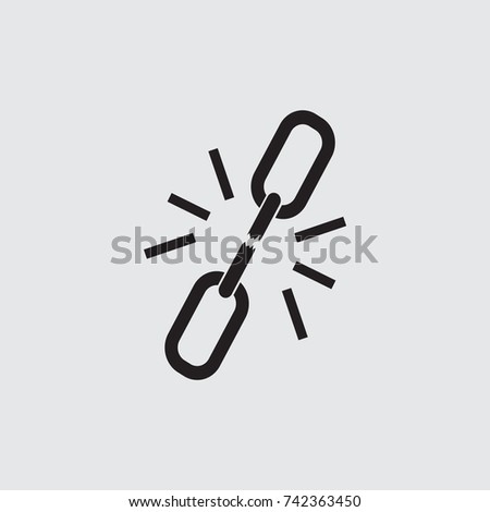 Broken chain, unlink. Vector icon