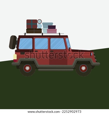 Car Camper, car vector, Vacation Camping, Road Trip
