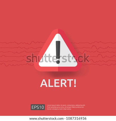 warning alert sign with triangle exclamation mark symbol. hazard disaster concept. attention protection icon. severe weather and earthquake notification. vpn internet safety alert vector illustration