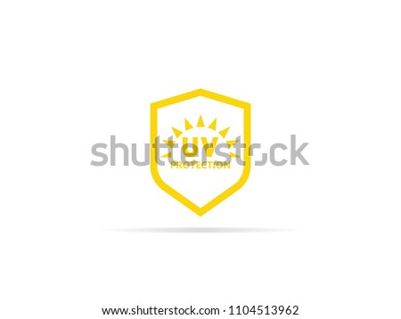 UV protection icon, anti ultraviolet radiation with sun and shield logo symbol. vector illustration.