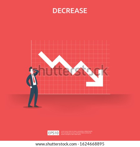 business finance crisis concept. money fall down symbol. arrow decrease economy stretching rising drop. lost crisis bankrupt declining. cost reduction. loss of income. vector illustration.