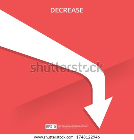 business finance crisis concept. money fall down symbol. arrow decrease economy stretching rising drop. lost crisis bankrupt declining. cost reduction. loss of income. vector illustration. Stockfoto © 