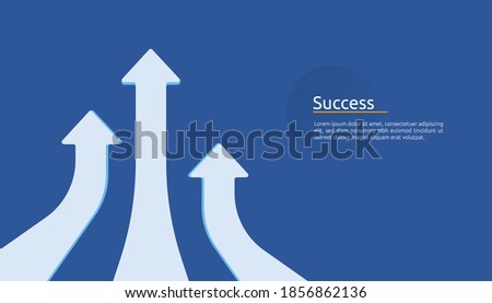 business arrow target direction concept to success. Finance growth vision stretching rising up. banner flat style vector illustration. Return on investment ROI. chart increase profit