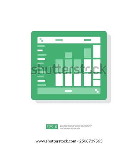 Spreadsheet icon flat illustration. Financial accounting report concept. office things for planning and accounting, analysis, audit, project management, marketing, research vector